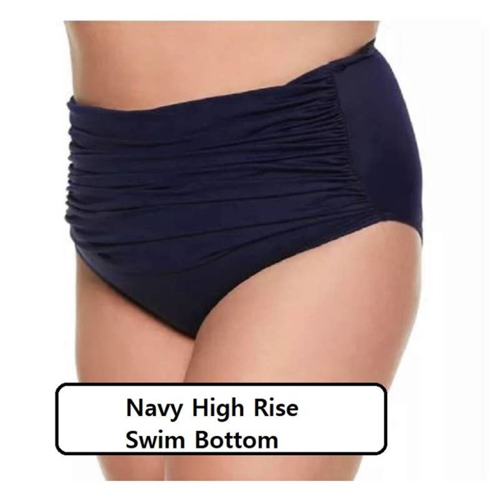 💜 3/$25 💜 NAVY 3X Evri Swim Bottom High Rise Brief Blue Slimming Swimwear NEW